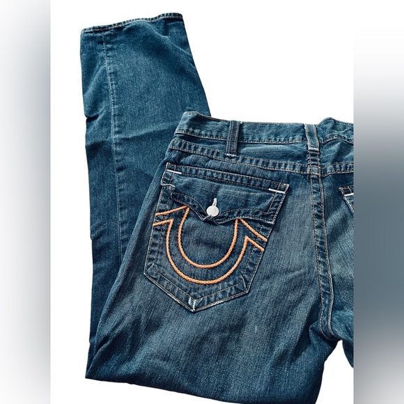 True Religion Men’s Ricky Rope Stitch Distressed Straight Leg Urban Denim Jeans - Picture 3 of 12